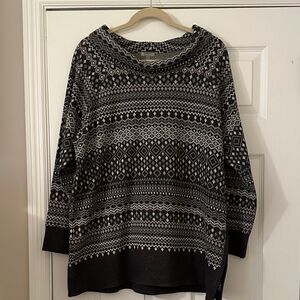 Talbots Black and Gray Geometric Women's top